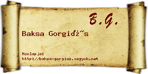 Baksa Gorgiás névjegykártya